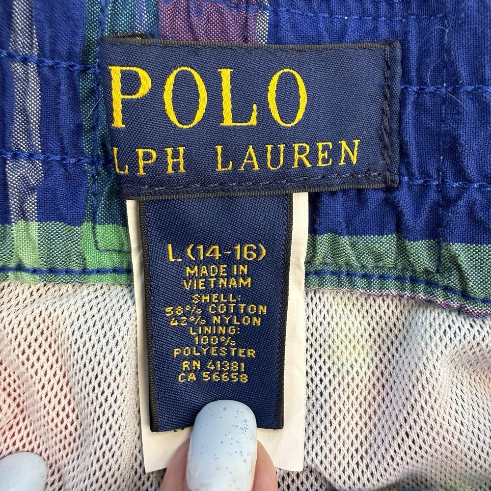 Polo Ralph Lauren Swim Trunks Boys 14-16 Multicolor Plaid Madras Mesh Lined - Picture 7 of 10
